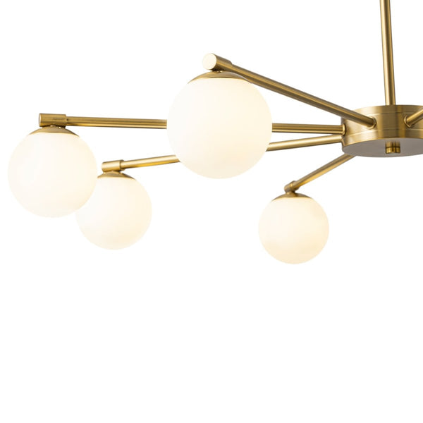Chandelierias-8-Light Sunburst Opal Frosted Glass Chandelier-Chandeliers-Brass-