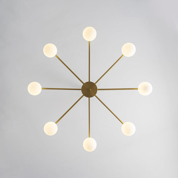 Chandelierias-8-Light Sunburst Opal Frosted Glass Chandelier-Chandeliers-Brass-