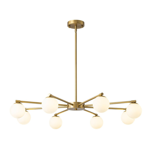 Chandelierias-8-Light Sunburst Opal Frosted Glass Chandelier-Chandeliers-Brass-