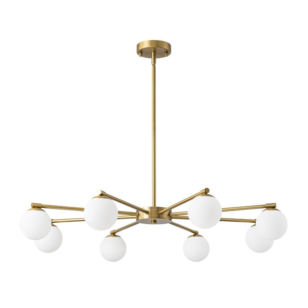 Chandelierias-8-Light Sunburst Opal Frosted Glass Chandelier-Chandeliers-Brass-