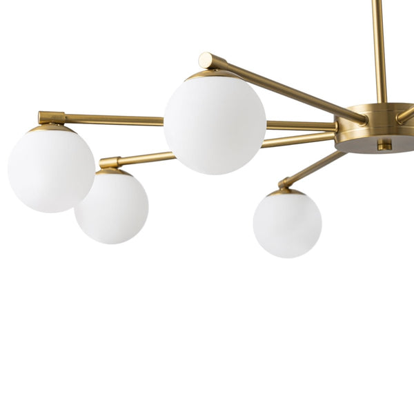 Chandelierias-8-Light Sunburst Opal Frosted Glass Chandelier-Chandeliers-Brass-