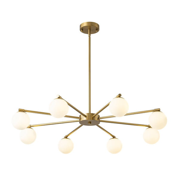 Chandelierias-8-Light Sunburst Opal Frosted Glass Chandelier-Chandeliers-Brass-