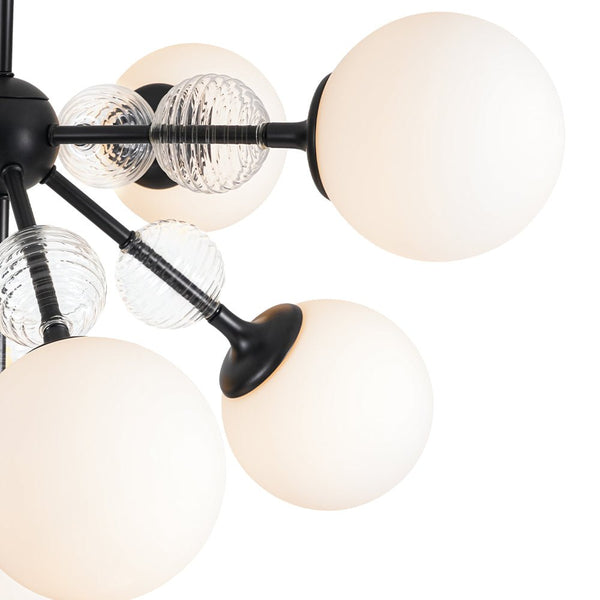Chandelierias-9-Light Frosted Glass Semi-Sphere Sputnik Chandelier-Chandelier-Black-