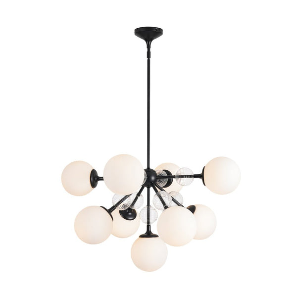 Chandelierias-9-Light Frosted Glass Semi-Sphere Sputnik Chandelier-Chandelier-Black-
