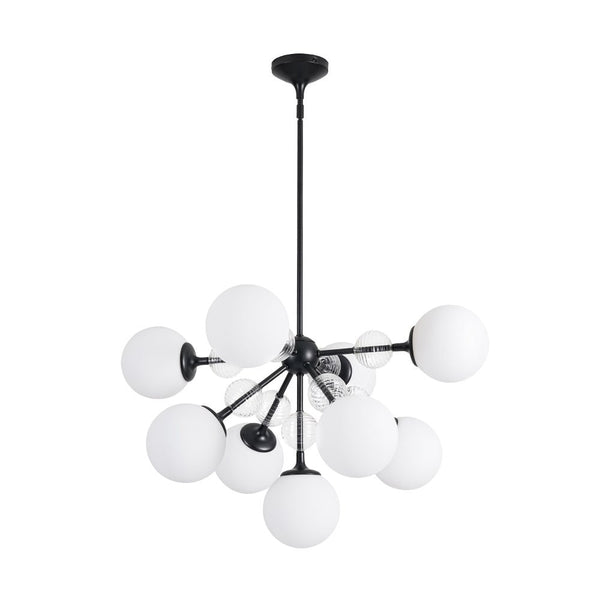 Chandelierias-9-Light Frosted Glass Semi-Sphere Sputnik Chandelier-Chandelier-Black-