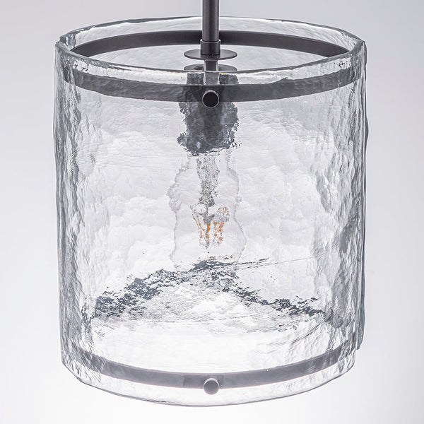 Chandelierias-9.3'' Wide Modern 1-Light Water Ripple Glass Cylinder Single Pendant-Pendants-Oil-rubbed Bronze (Back-order)-