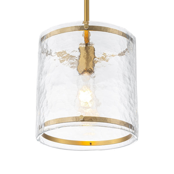 Chandelierias-9.3'' Wide Modern 1-Light Water Ripple Glass Cylinder Single Pendant-Pendants-Oil-rubbed Bronze (Back-order)-