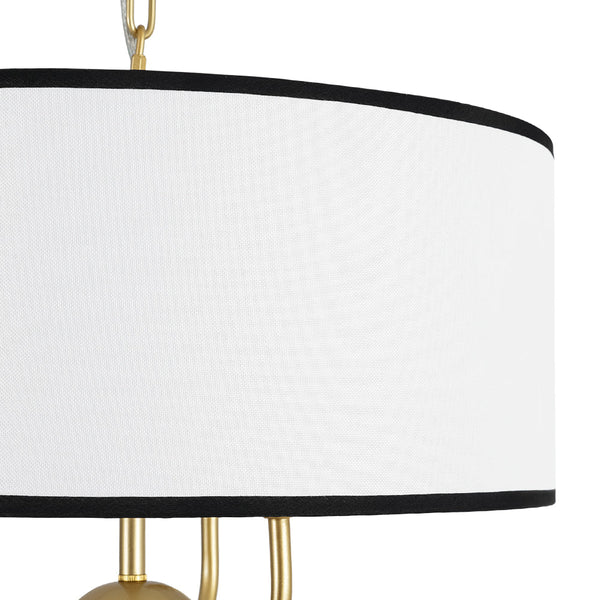 Chandelierias - American Traditional 3 - Light Black Trim Linen Fabric Drum Pendant - Pendants - Brass -