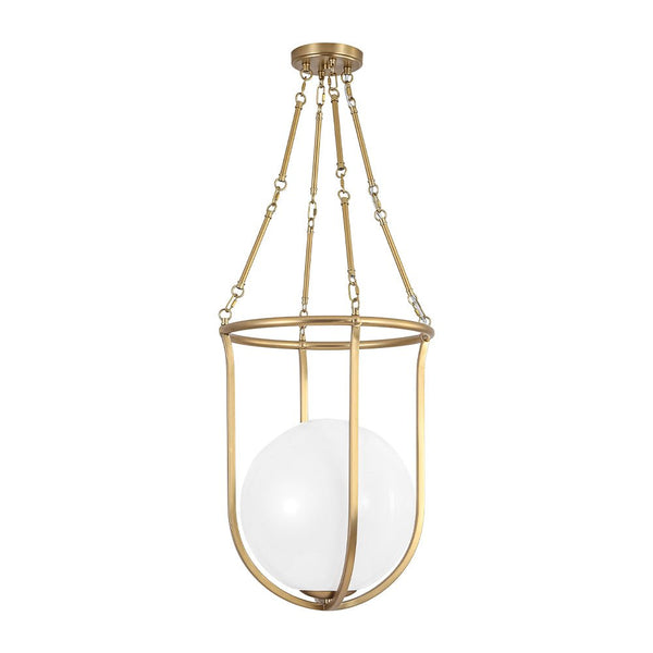 Chandelierias - Art Decor 1 - Light Basketed Opal Glossy Glass Semi - flush Mount - Semi Flush - Brass -