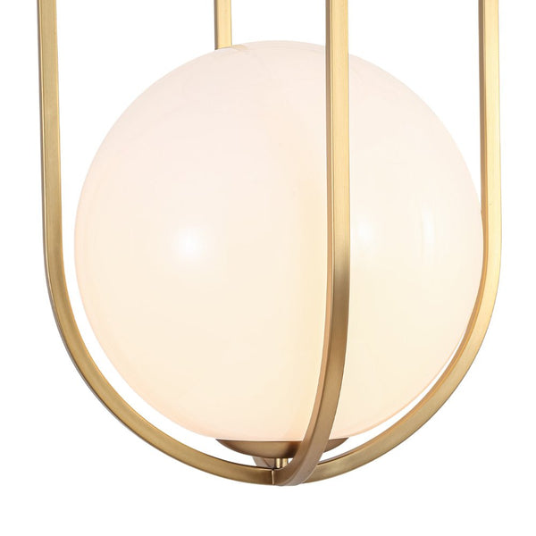 Chandelierias - Art Decor 1 - Light Basketed Opal Glossy Glass Semi - flush Mount - Semi Flush - Brass -