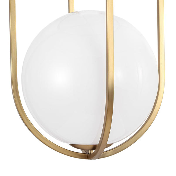 Chandelierias - Art Decor 1 - Light Basketed Opal Glossy Glass Semi - flush Mount - Semi Flush - Brass -