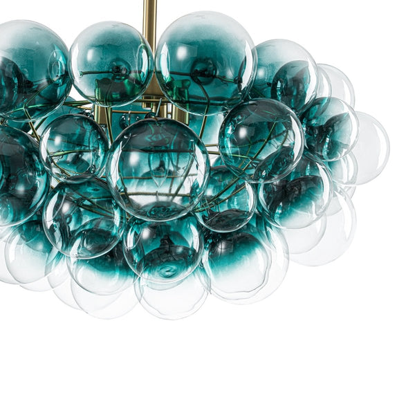 Chandelierias-Art Decor 3-Light Gradient Lake Blue Globe Glass Bubbles Chandelier-Chandeliers-Brass-