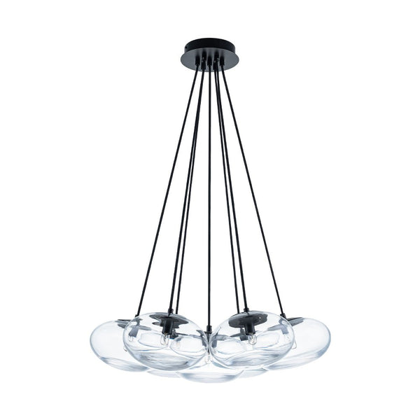 Chandelierias - Artistic 7 - Light Transparent Thick Oval Glass Chandelier - Chandeliers - Matte Black -
