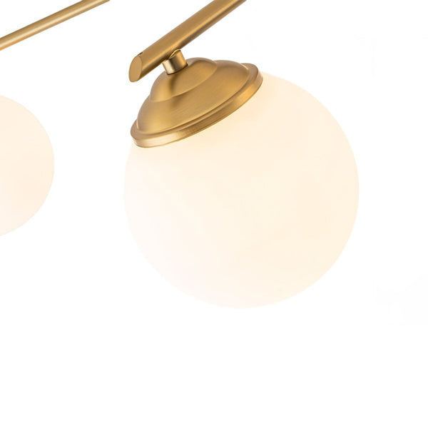 Chandelierias-Asymmetrical 6-Light Sunburst Frosted Globe Glass Semi Flush Mount-Semi Flush-Brass-