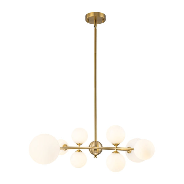 Chandelierias-Atomic 8-Light Branch Frosted Opal Glass Chandelier-Chandeliers-Brass-