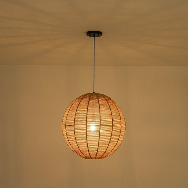 Chandelierias-Boho 1-Light Oversized Hemp Cord Woven Sphere Pendant-Chandeliers-Black-