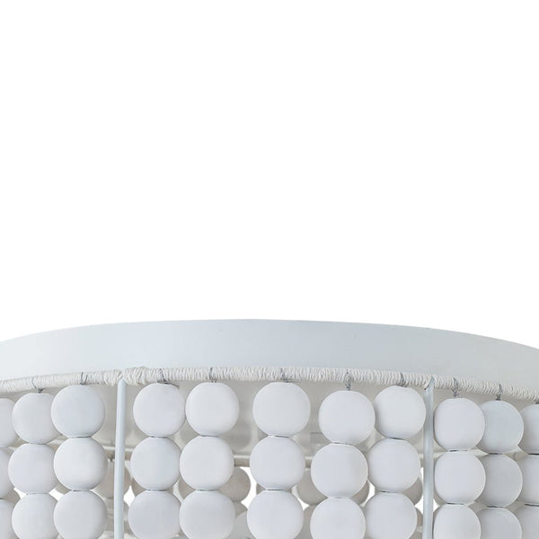 Chandelierias - Boho - style 2 - Light Wood Beads Drum Tassel Flush Mount - Flush Mount - Matte White -