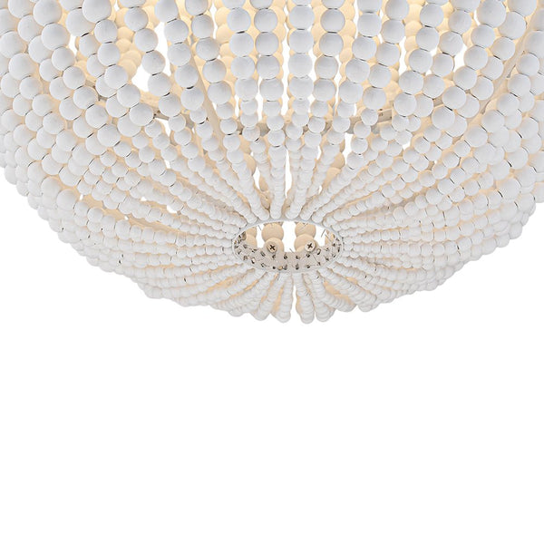 Chandelierias - Boho - style Dual - tier Cascading Washed White Wood Beads Chandelier - Chandeliers - Rustic White -