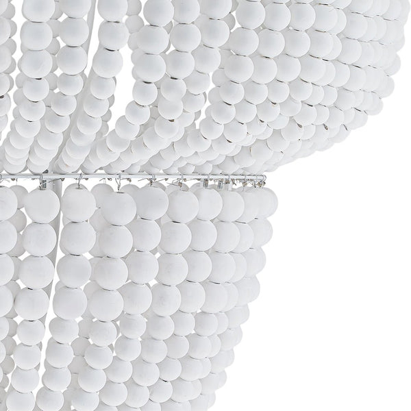 Chandelierias - Boho - style Dual - tier Cascading Washed White Wood Beads Chandelier - Chandeliers - Rustic White -
