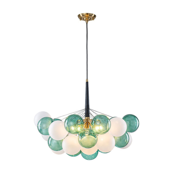 Chandelierias - Bold Glam 5 - Light Dual - tone Glass Color - blocked Bubble Cluster Chandelier - Chandeliers - Translucent Green & Opaque White -