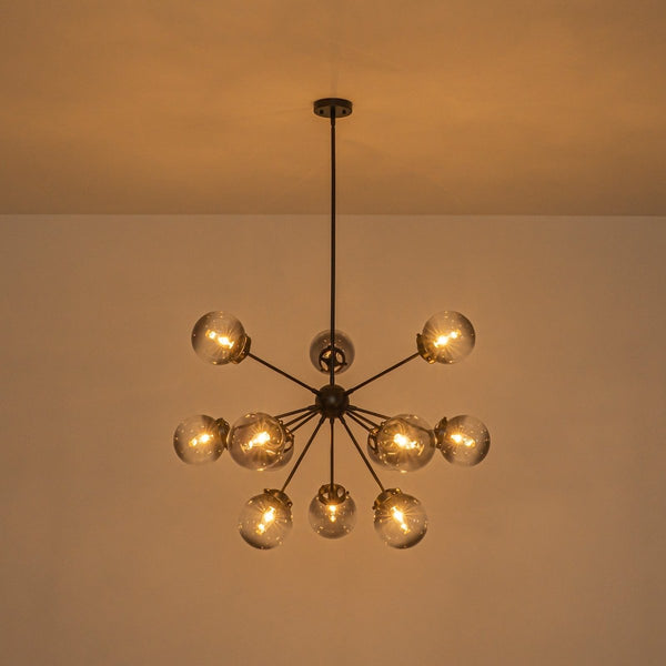Chandelierias-Bold Modern 12-Light Ombre Glass Sputnik Sphere Chandelier-Chandeliers-Brass-