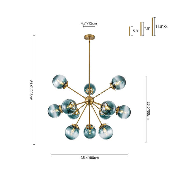 Chandelierias - Bold Modern 12 - Light Sputnik Sphere Chandelier - Chandeliers - Brass -