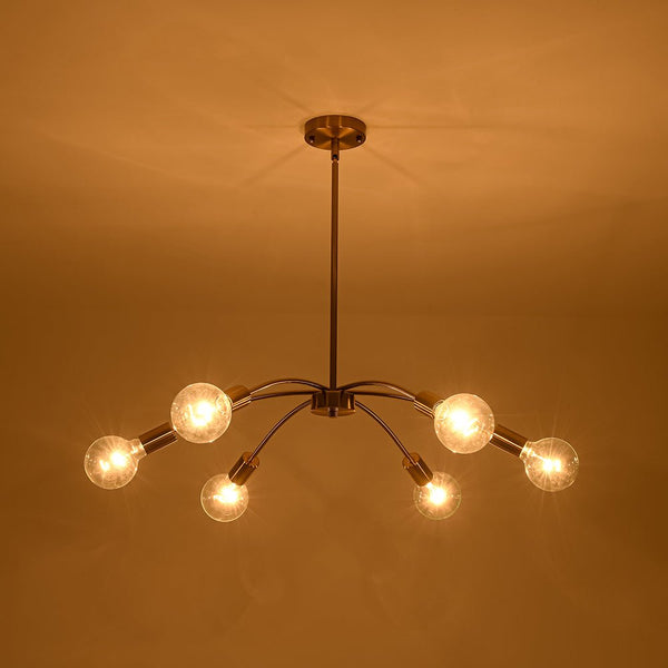 Chandelierias - Bold Modern 6 - Light Claw - shaped Metal Sputnik Chandelier - Chandeliers - Brass -