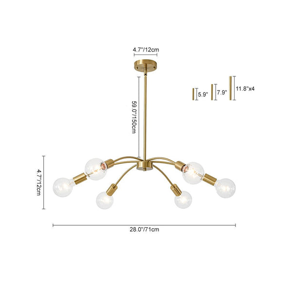 Chandelierias - Bold Modern 6 - Light Claw - shaped Metal Sputnik Chandelier - Chandeliers - Brass -