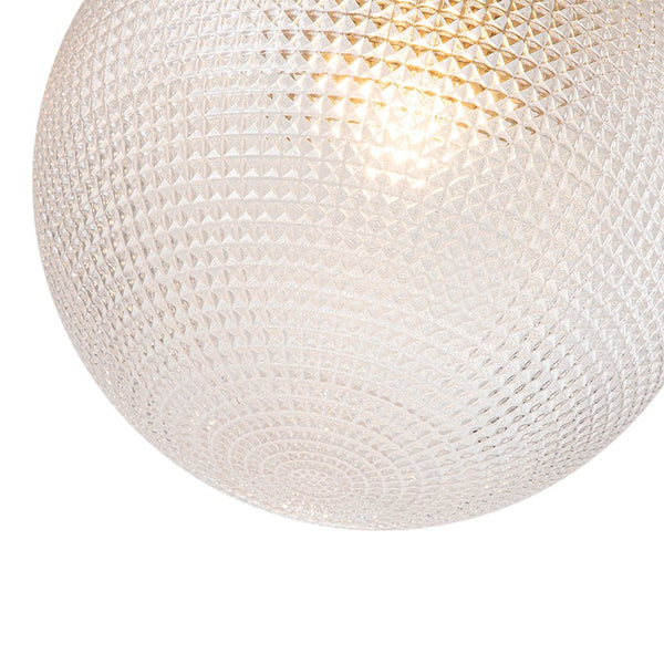 Chandelierias-Brass 1-Light Prismatic Glass Globe Semi-Flush Mount-Semi Flush-Brass-