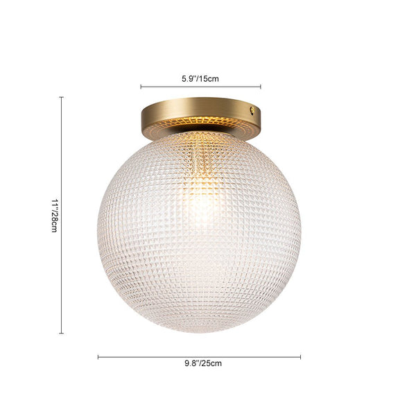 Chandelierias-Brass 1-Light Prismatic Glass Globe Semi-Flush Mount-Semi Flush-Brass-