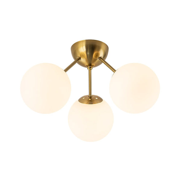 Chandelierias - Brass 3 - Light Sputnik Glass Globe Semi - flush Mount - Semi Flush - Clear -