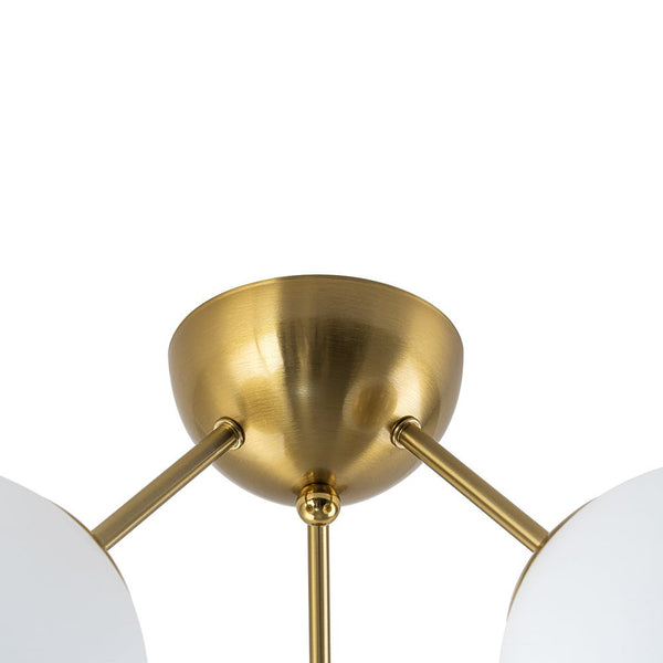 Chandelierias - Brass 3 - Light Sputnik Glass Globe Semi - flush Mount - Semi Flush - Clear -