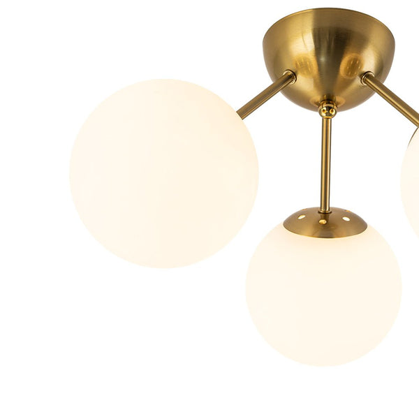 Chandelierias - Brass 3 - Light Sputnik Glass Globe Semi - flush Mount - Semi Flush - Clear -