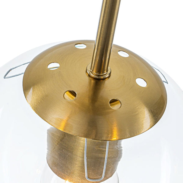 Chandelierias - Brass 3 - Light Sputnik Glass Globe Semi - flush Mount - Semi Flush - Clear -