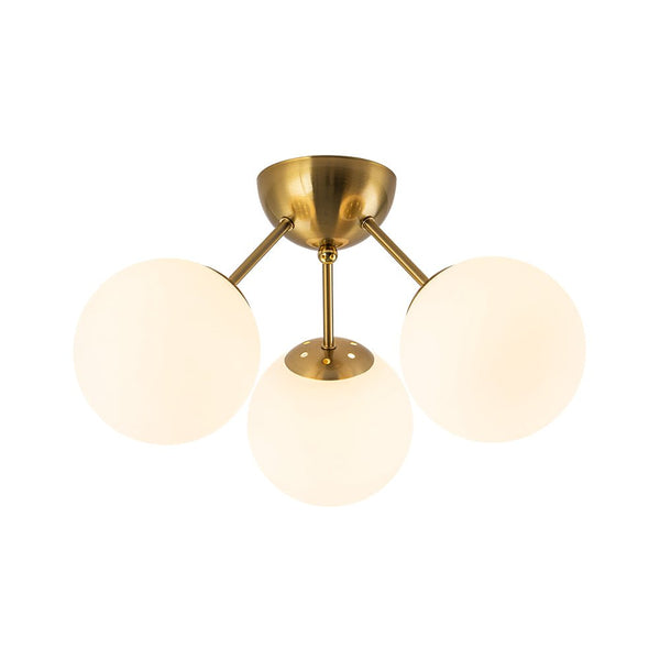 Chandelierias - Brass 3 - Light Sputnik Glass Globe Semi - flush Mount - Semi Flush - Clear -