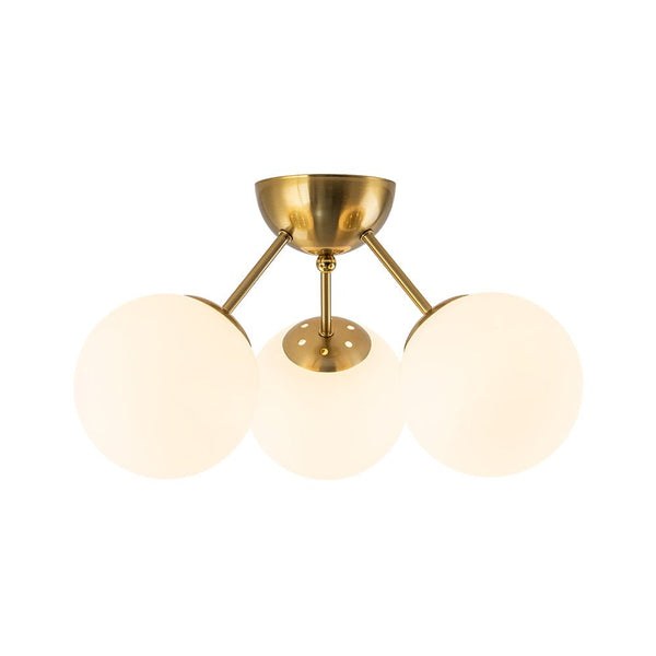 Chandelierias - Brass 3 - Light Sputnik Glass Globe Semi - flush Mount - Semi Flush - Clear -