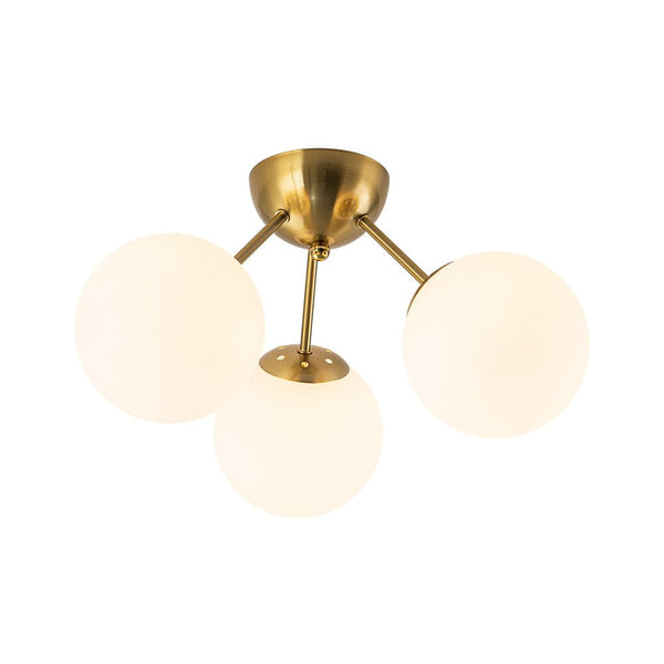 Chandelierias - Brass 3 - Light Sputnik Glass Globe Semi - flush Mount - Semi Flush - Clear -