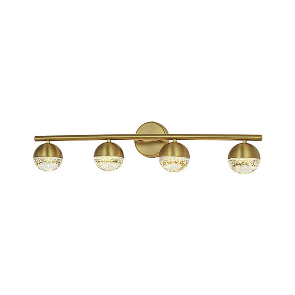 Chandelierias-Brass 4-Light Seedy Bubble Glass LED Linear Vanity Light-Wall Light-Brass-