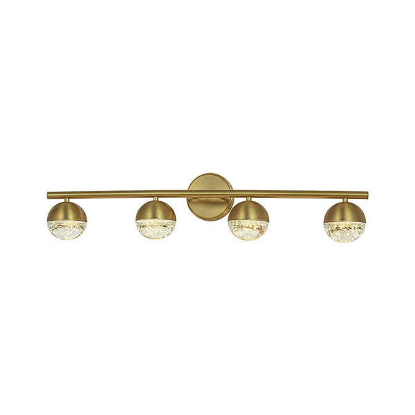 Chandelierias-Brass 4-Light Seedy Bubble Glass LED Linear Vanity Light-Wall Light-Brass-