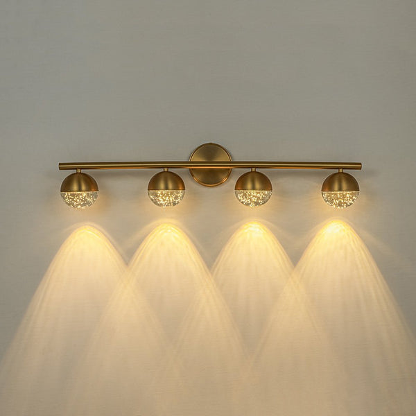 Chandelierias-Brass 4-Light Seedy Bubble Glass LED Linear Vanity Light-Wall Light-Brass-