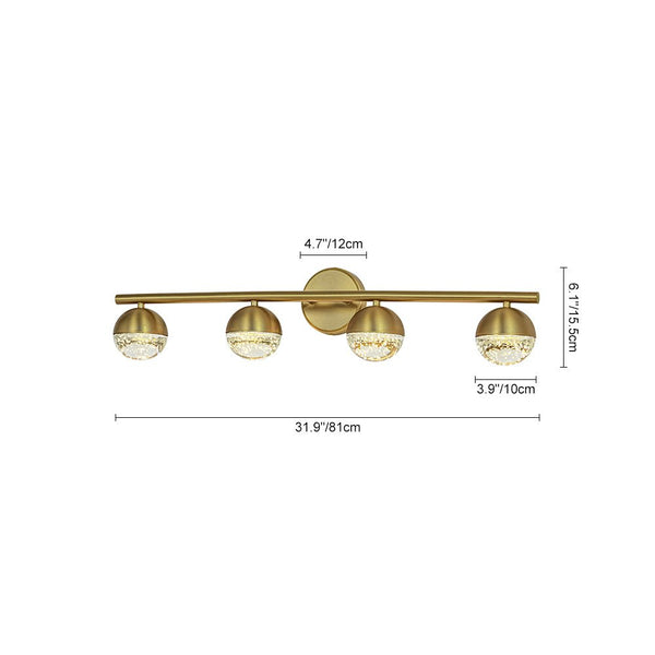 Chandelierias-Brass 4-Light Seedy Bubble Glass LED Linear Vanity Light-Wall Light-Brass-