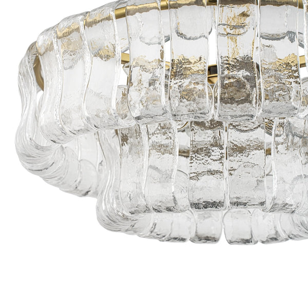 Chandelierias-Brass 6-Light Rippled Glass Tiered Semi-Flush Mount-Semi Flush-Brass-