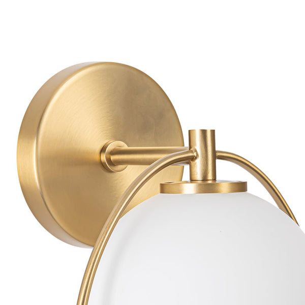 Chandelierias-Brushed Brass 1-Light Frosted Glass Globe Wall Light-Wall Light-Brass-
