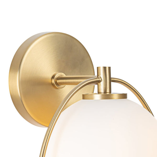 Chandelierias-Brushed Brass 1-Light Frosted Glass Globe Wall Light-Wall Light-Brass-