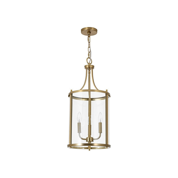 Chandelierias-Candle-style 3-Light Curved Clear Glass Cylinder Lantern Pendant-Pendants-11.8 in-