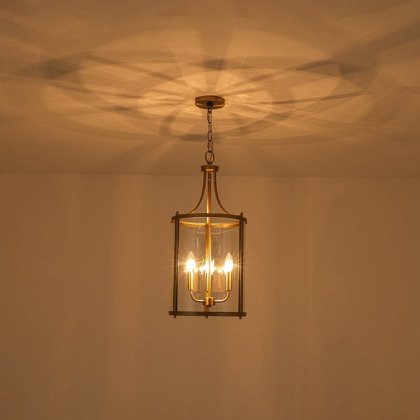 Chandelierias-Candle-style 3-Light Curved Clear Glass Cylinder Lantern Pendant-Pendants-11.8 in-
