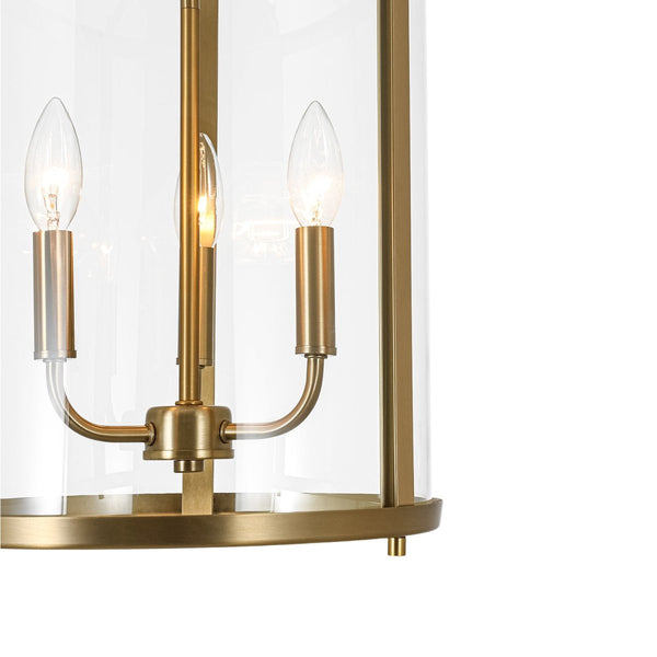 Chandelierias-Candle-style 3-Light Curved Clear Glass Cylinder Lantern Pendant-Pendants-11.8 in-