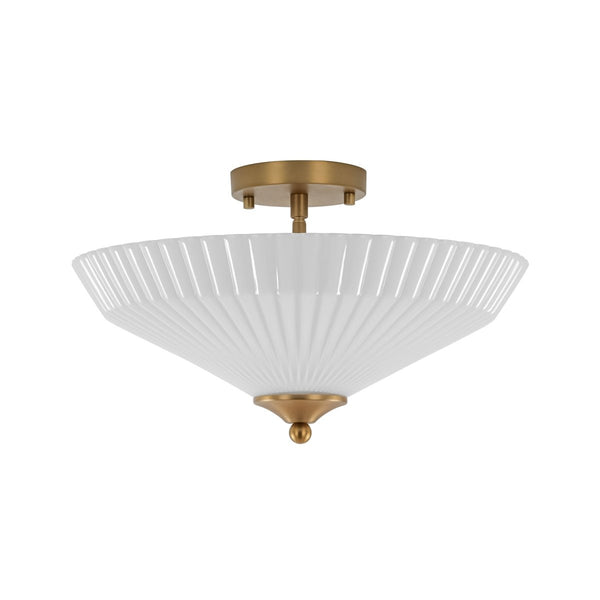 Chandelierias - Chic Modern 3 - Light Fluted Umbrella - Shaped Glass Semi - Flush Mount - Semi Flush - Brass -