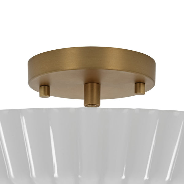 Chandelierias - Chic Modern 3 - Light Fluted Umbrella - Shaped Glass Semi - Flush Mount - Semi Flush - Brass -