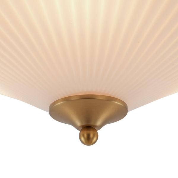 Chandelierias - Chic Modern 3 - Light Fluted Umbrella - Shaped Glass Semi - Flush Mount - Semi Flush - Brass -